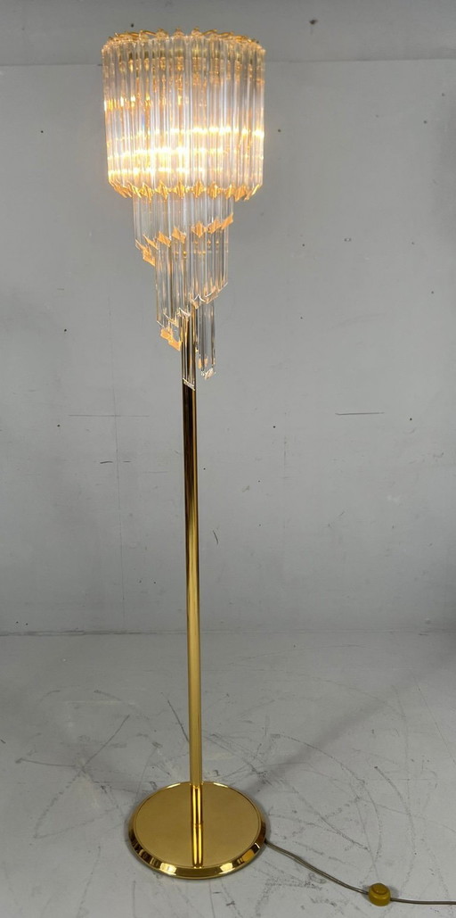 Large waterfall floor lamp/floor lamp by Novaresi, Murano glass, Italy, 1970s