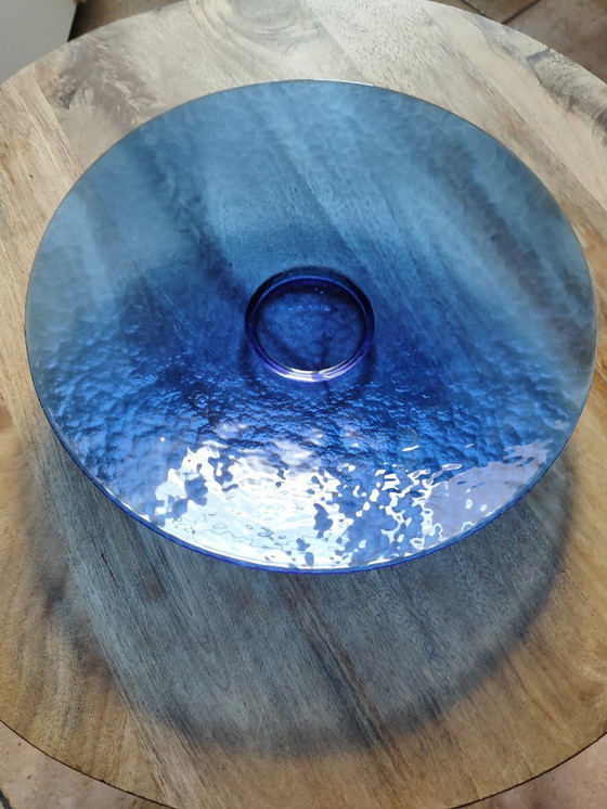 Image 1 of Mid-Century Murano Glass Plate: Cobalt Blue Guido Ferro Centerpiece