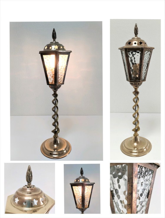 Image 1 of messing lantaarnlamp vintage glas