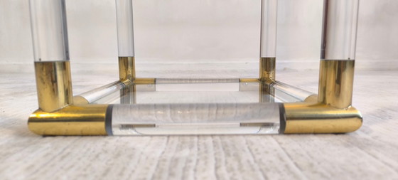 Image 1 of 😍✨ Excepcional soporte de columna de Charles Hollis Jones en Lucite y latón, década de 1970 ✨😍