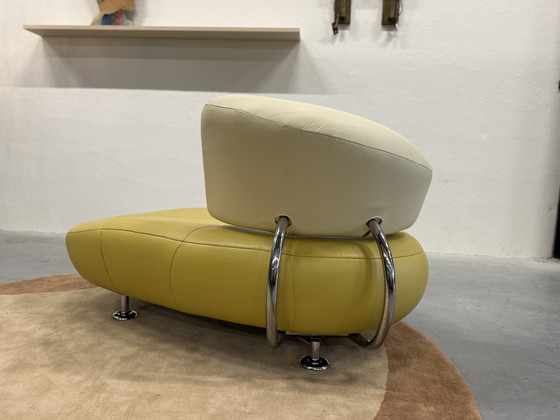 Image 1 of Leolux Kikko Chaise Longue Fauteuil Geel groen Creme 