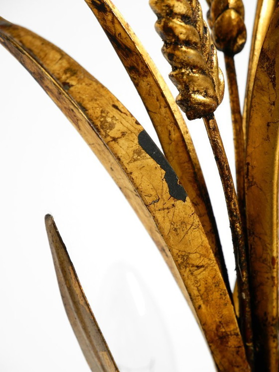 Image 1 of Preciosa lámpara de mesa floral original de los años 70 de Hans Kögl con forma de gavilla de trigo.