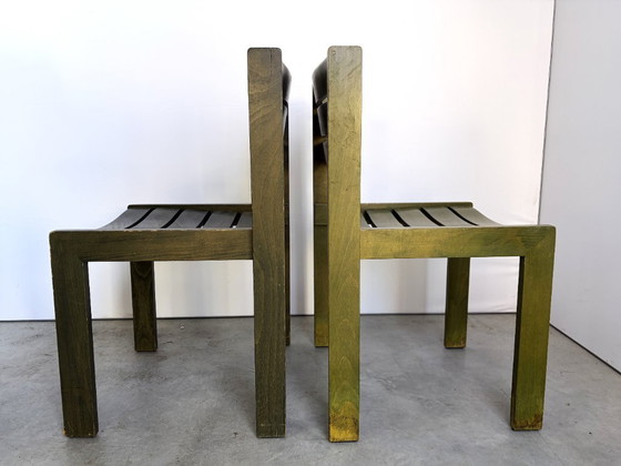 Vintage Wilkhahn stackable dining chair, green stained wood, Germany, 1970s (photo 6 of 9)
