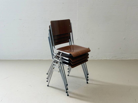 Image 1 of 6 vintage stapelstoelen met chromen frame, jaren 70