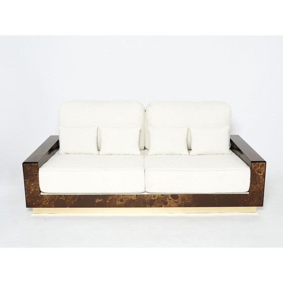 Image 1 of Vintage brass and woolen curly sofa by Jansen, 1970