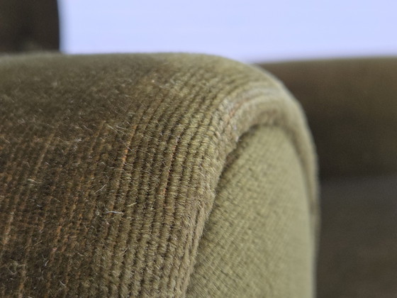 Image 1 of 1970s Danish Lounge Chair, High, Furniture Velour, Ash Wood Legs