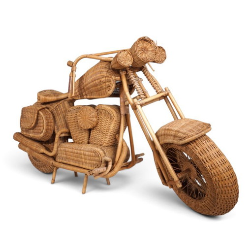 Escultura de motocicleta Harley-Davidson atribuida a Tom Dixon para Habitat en ratán, 1990 – decoratieve objecten, Rattan