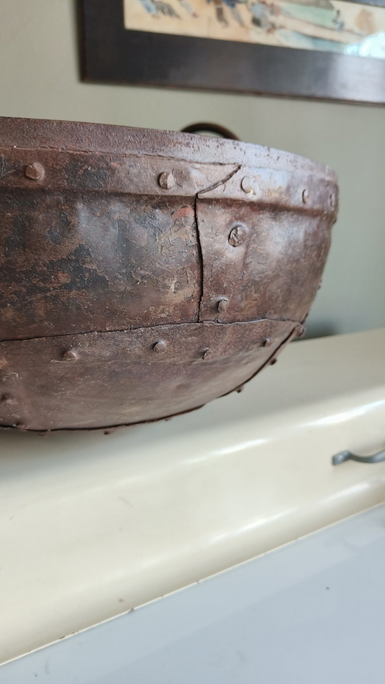 Image 1 of 2 braciere vintage in ferro battuto con padella rivettata