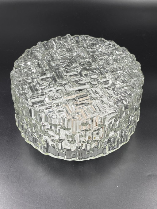 Molded glass ceiling light with relief