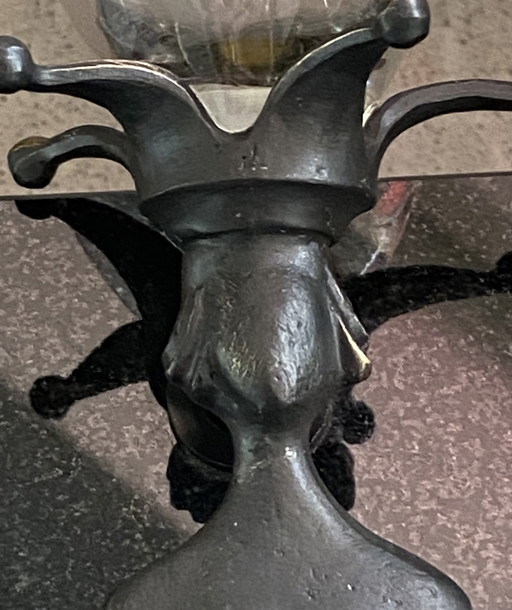 2x champagneflutes op bronzen steel. Arti Hove