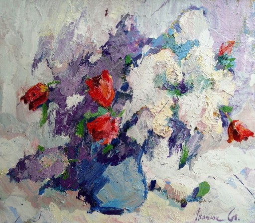 Original Oil Painting Summer Still Life Bouquet of Flowers