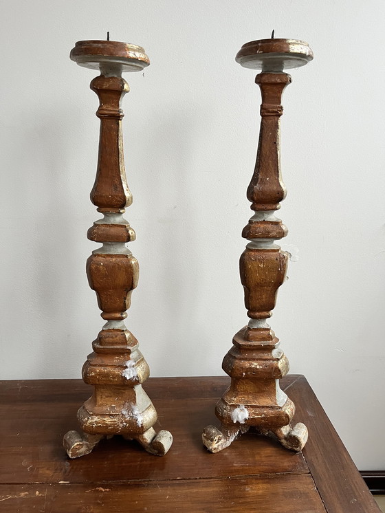 Image 1 of Par de candelabros de altar franceses antiguos