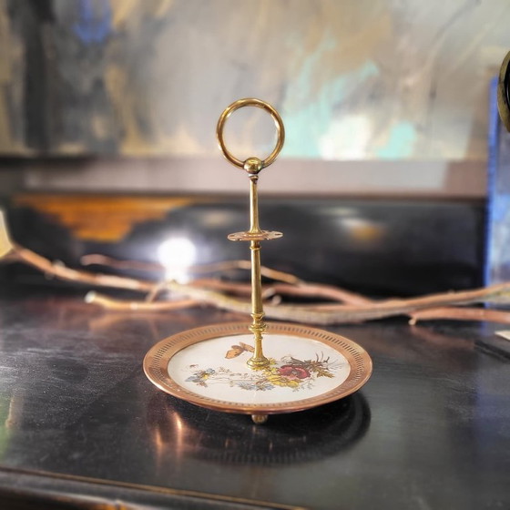 Image 1 of Servitrice muta o étagère, bronzo e porcellana, anni '50 - Francia