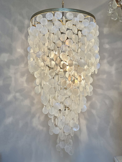 Xxl Capiz Schelpen Hanglamp Vintage Parelmoer Goud 