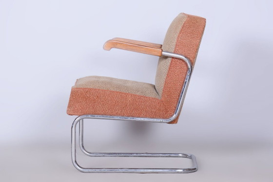Originele Bauhaus-fauteuil, van Vichr a Spol., chroom, staal, Tsjechisch, jaren 1930 – Textile, Wood (photo 7 of 10)