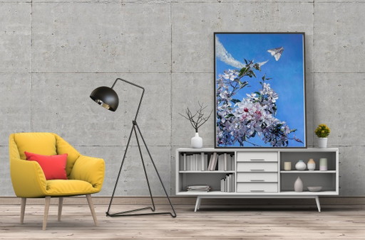 Original Oil Painting Modern Art Symbolism Sky Spring For Life – schilderijen tekeningen, Canvas (photo 2 of 5)