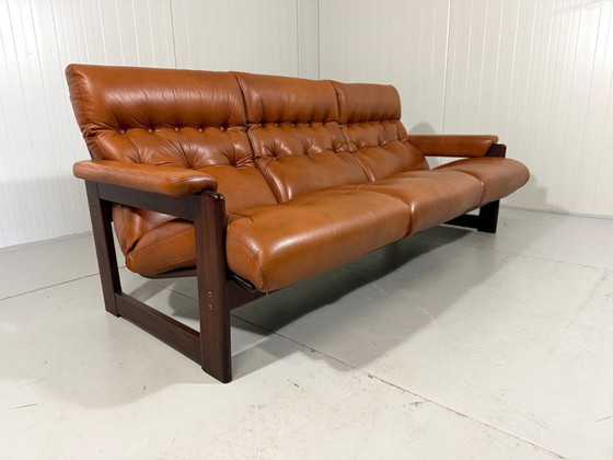 Image 1 of Coja Culemborg rosewood and leather three-seater sofa 1970s