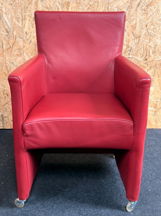 Image 1 of 4 x leren eetkamerstoelen van Bert Plantagie