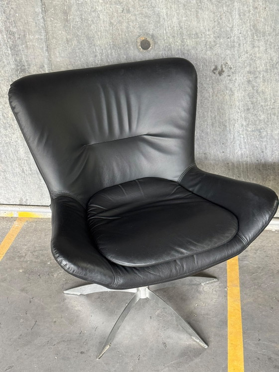 Pair of Hjort Knudsen Swivel Chairs – Leather, Metal (photo 2 of 8)