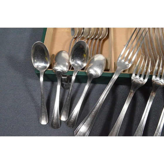 1920s Christofle Boréal Art Deco Silver-Plated Flatware Set by Luc Lanel - 37 Pieces with Case (photo 15 of 17)