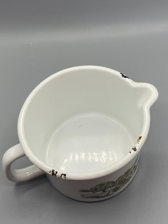 Cafetière en émail – Décoration champêtre avec oies et maisons à colombages – Objets déco, 1980 (photo 6 of 10)