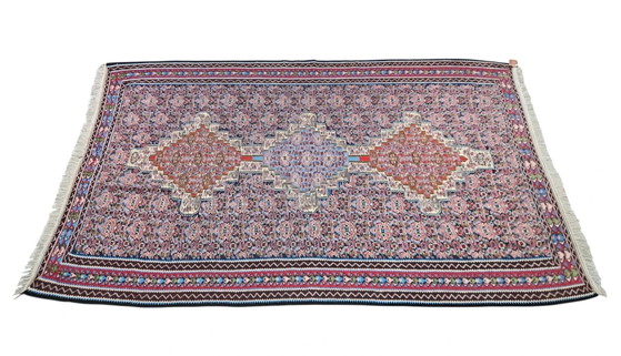 Image 1 of Tappeto persiano Senneh vintage in lana, annodato a mano, con motivo astratto, 158x252 cm.