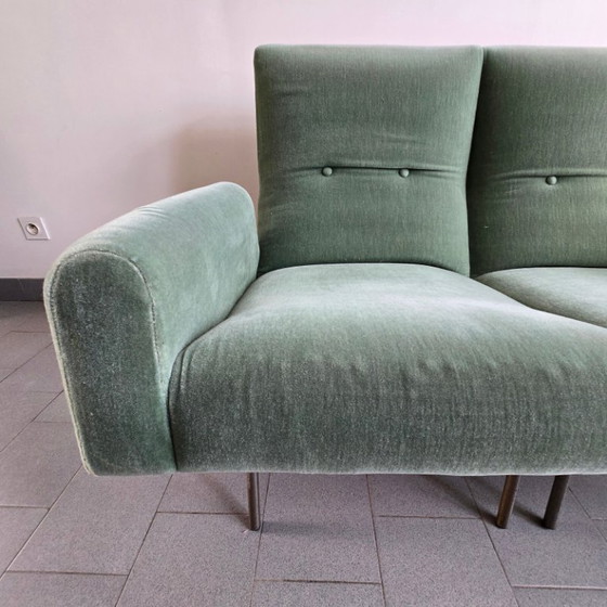 Image 1 of 1950s Vintage Two-Seat Velvet Sofa by Louis Paolozzi for ZOL 50s