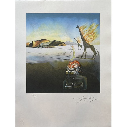 Vintage-Lithographie Die flammende Giraffe von Salvador Dali