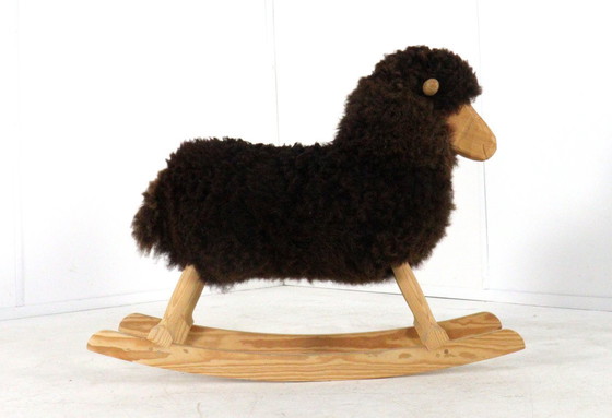 Image 1 of Pvol Kjer mouton à bascule danois vintage en véritable laine de mouton