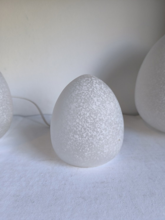 Image 1 of Lot de 3 lampes vintage en verre Clichy Egg