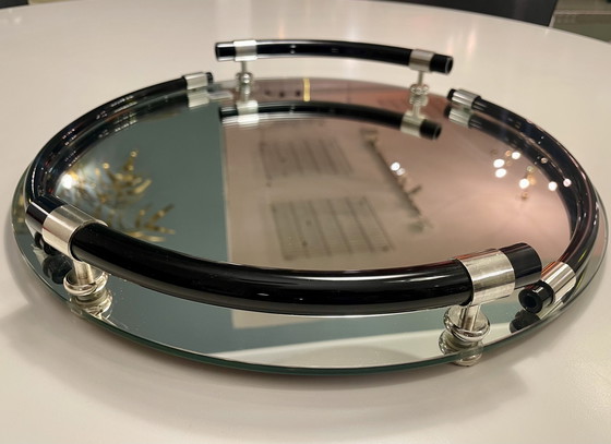 Image 1 of edles Spiegeltablett versilbert con plexiglás Griffen Brass Milano