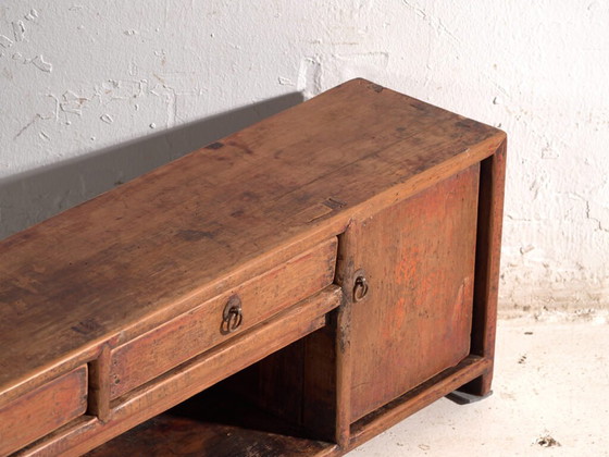 Mobile basso laccato antico in legno di olmo – Cina, circa 1900 – Credenze con vetrina, Iron (photo 15 of 40)