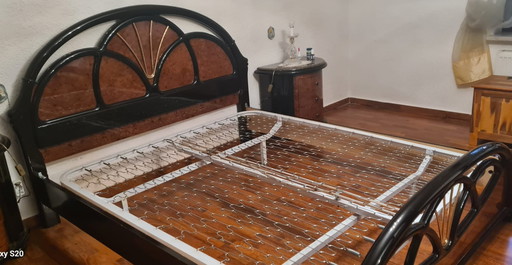 Elegantes Designerbett Von Donati & Gasperini – Nussbaumwurzel & Massivholz – 90er Jahre
