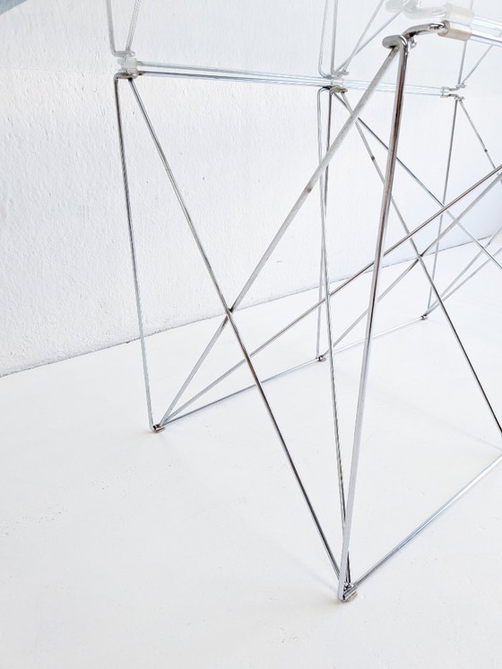 Image 1 of Tavolo da pranzo pieghevole in acciaio e vetro di Max Sauze, anni '70