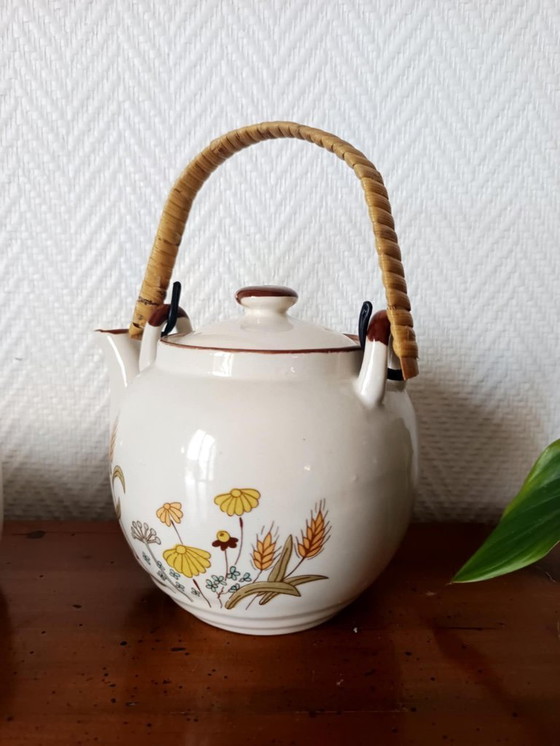 Image 1 of Servizio da tè asiatico vintage con fiori, anni '70