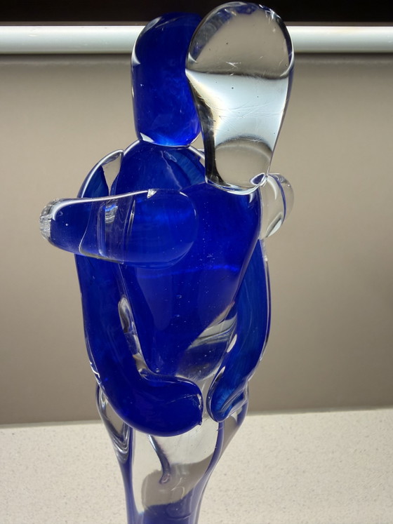 Grote Murano glazen sculptuur “Lovers / Amanti” – blauw & helder – 41,7 cm – Decoratieve objecten, Glass (photo 10 of 15)