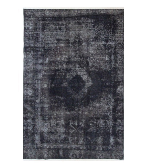Alfombra Oriental Anudada a Mano Vintage Art Diseño Clásico y Relieve 270 x 183 cm Color Negro