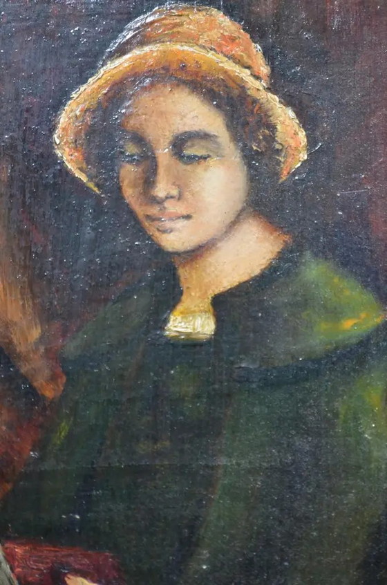 Escuela Francesa, Siglo XX “El Lector” Óleo sobre Tabla – Pinturas y dibujos, Wood (photo 9 of 9)