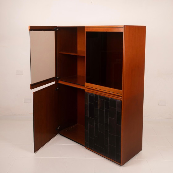 Tito Agnoli 1970 Italienischer Pekari Schwarzer Leder Schrank für Caleido – Schränke, Italian Design (photo 26 of 27)