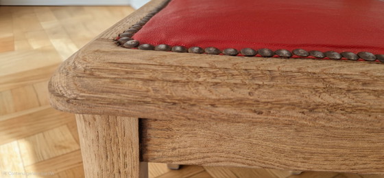 Image 1 of Set of 4 chairs - Solid oak - Art Deco style - 1940s