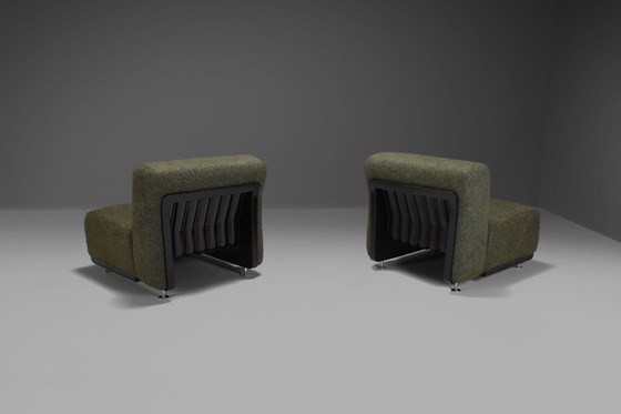 Image 1 of Set di due poltrone in tessuto e fibra di vetro di Alberto Rosselli per Saporiti