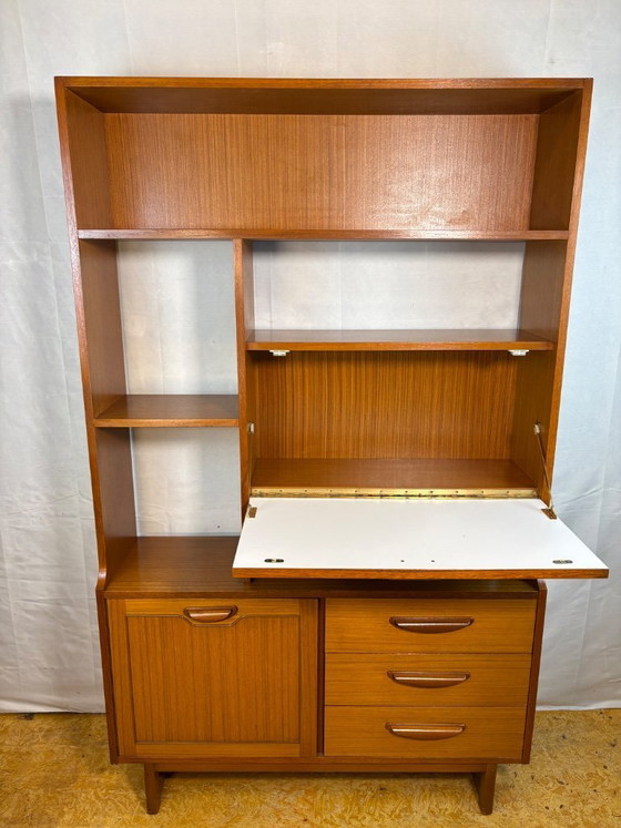 Image 1 of Mid-Century Retro Vintage Room Divider / Shelving. Unit by Stonehill -  Stateroom Range 1970s.   Cocktail Flap • Drawers • State
