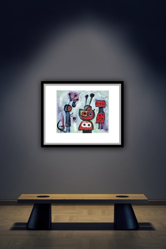 Image 1 of Joan Miró: "L'Oiseau au Regard Calme les Ailes en Flammes, 1952". In der Platte signiert.