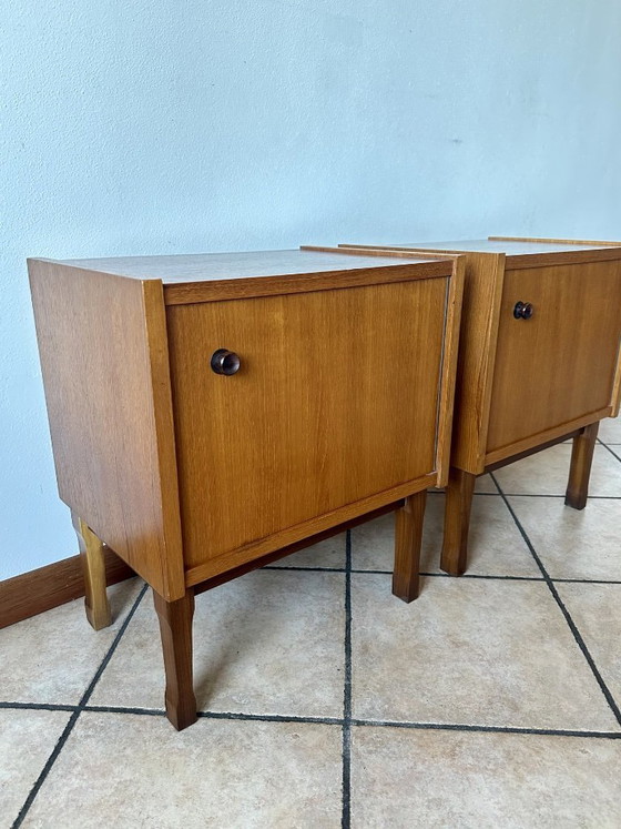Image 1 of Pair of Vintage Mid-Century Teak Nightstands | Italy 1960's - 1970's