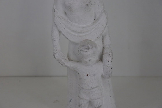 Prachtig Gestileerd Vintage Maria Beeld met Kindje Jezus – 32 cm / 1,9 kg – Beeldhouwkunst, Ceramic (photo 6 of 7)