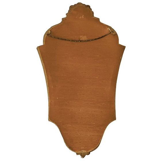 Image 1 of Specchio barocco vintage con stemma dorato di metà secolo e foglia d'oro, anni '50