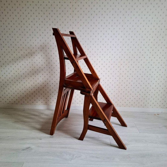 Image 1 of Silla de biblioteca de caoba - 'Silla metamórfica'