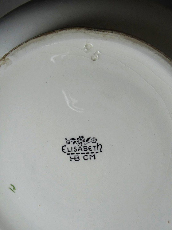Image 1 of Large HB Choisy-le-Roi polychrome ironstone salad bowl "Elisabeth" early 20th century