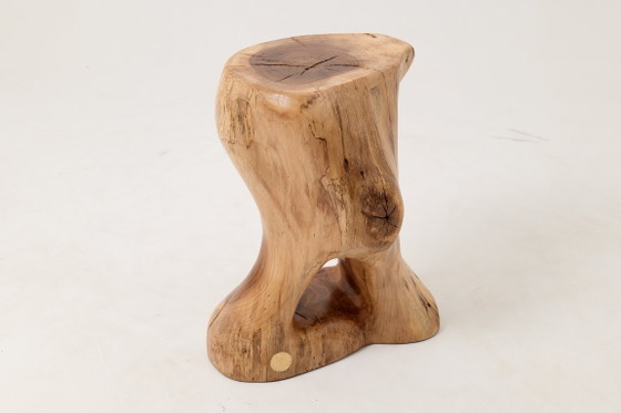 Image 1 of Sculptural Stool/Side Table, Walnut, Carved, Unique, Logniture