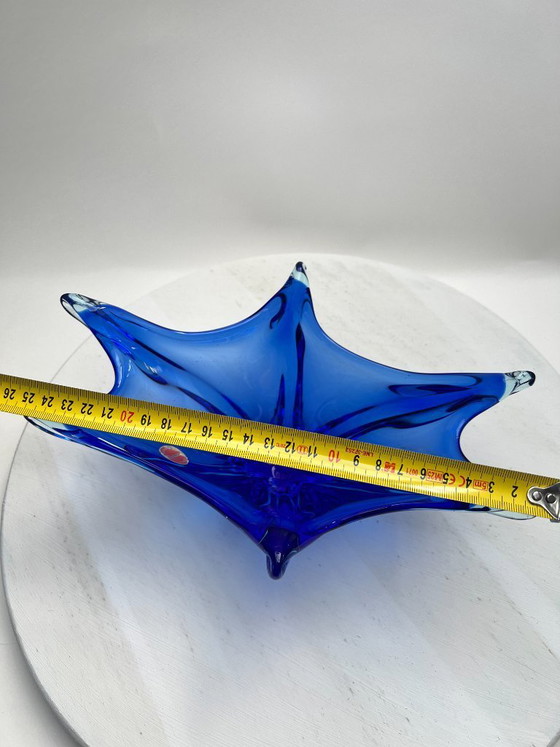 Image 1 of Murano blue pointed bowl, cobalt blue fruit bowl, Mid Century Art Glass